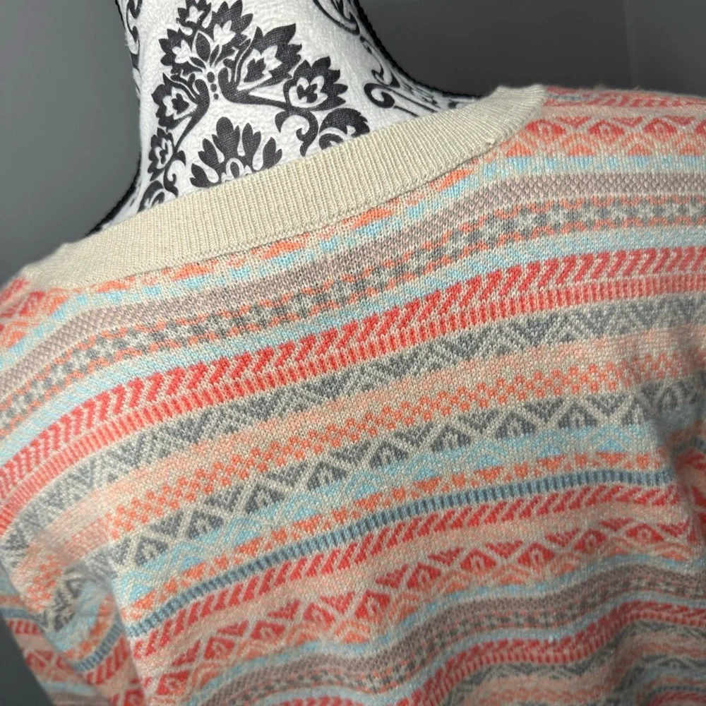 Croft & Barrow Pastel Aztec Button Front Cardigan Size XL Boho Business Casual - Picture 9 of 12